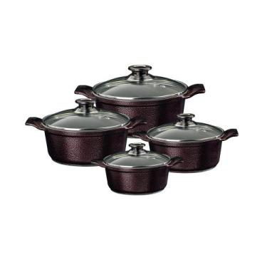 Imagem de Jogo de panelas cerâmica javali com tampa de vidro aluminio fundido 4 
