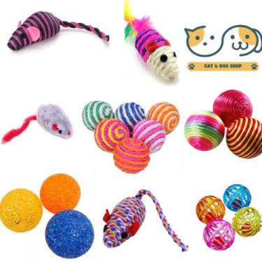 Imagem de Kit com 06 peças Ratinhos e Bolinhas p/ Gatos - The Pets Brasil