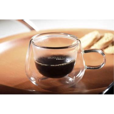 Imagem de Xícaras Vidro de Café Parede Dupla Com Alça 2 Peças de10 - Prana