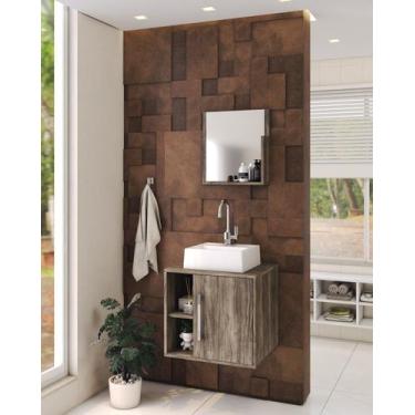 Imagem de Gabinete P/Banheiro C/cuba Q32 e Espelheira Soft 50cm - Compace, Carva