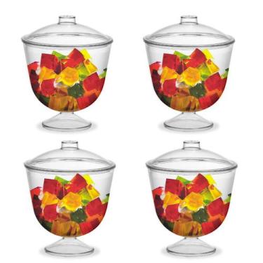 Imagem de Kit C/4 Taça Acrílico Com Tampa 15X15Cm Balas Doces 1500Ml - Tt