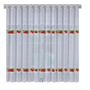 Imagem de Cortina De Renda Cozinha 2,20 X 1,20 e 0,30m  Morangos - Cortilester, 
