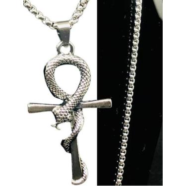 Imagem de Cordão Masculino  C/ Pingente Cruz Serpente Crucifixo - Majestoso Joia