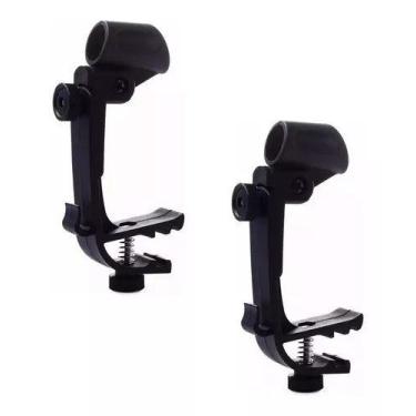 Imagem de Kit 2 Suporte Clamp + Cachimbo P/ Microfone Percussão Bateria - Colors