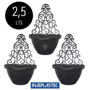 Imagem de Conjunto 3 Vasos De Planta Parede Modelo Arandelas Flores Com Suporte 