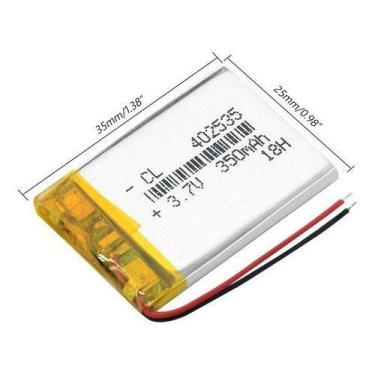 Imagem de Bateria Mp4 Rastreador 4mm X 25mm X 35mm 3,7v 350mah 2 Fios - bgb