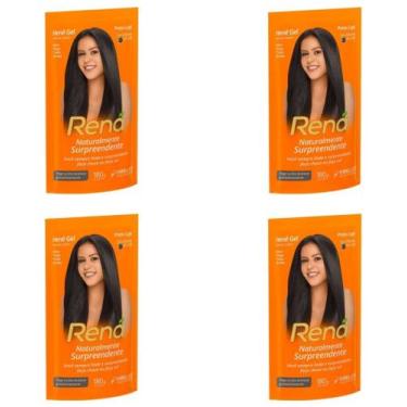 Imagem de Hene em Gel Rená Preto Café (Preto Escuro) 02x180gr Alisa, tinge e Da 