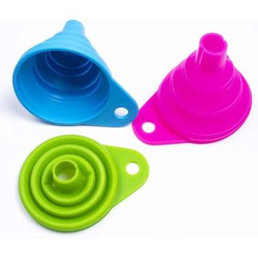 Imagem de 3un Funil Silicone Dobrável Pequeno Retrátil Cozinha Prático - Neoimp