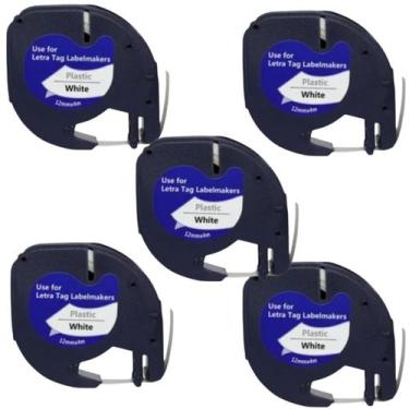 Imagem de 5 Fitas 91201 91201t Compatível Dymo Letratag Plastica Branc - Masterp