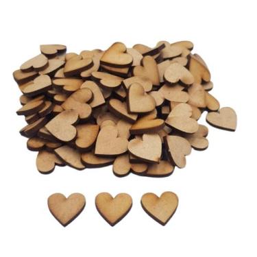 Imagem de 100 peças Aplique Coração 2x 2 MDF 3mm cru - Garcia 3D