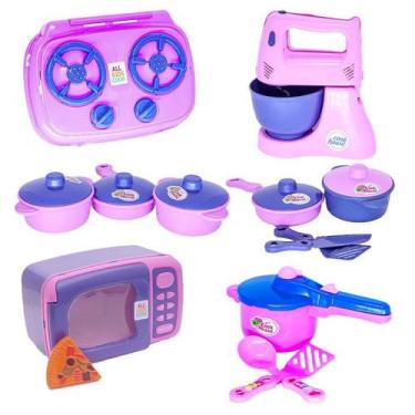 Imagem de Kit Eletro Menina Brinquedo Panelas Batedeira Cozinha 14pç - Altimar