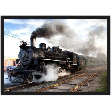 Imagem de Quadro Decorativo Trem Locomotiva Decorações Salas Com Moldura - Vital