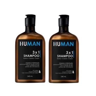 Imagem de Kit 2 Shampoo  Masculino 3x1 Barba Cabelo e Corpo Human 240ml