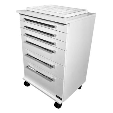 Imagem de Carrinho Mesa Para Esmaltes Com Rodinhas Auxiliar Branco - Deki Móveis