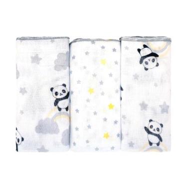 Imagem de Pano de Boca Kit Com 3 Peças para Bebê Panda Soninho - BUBLIM BABY, Br