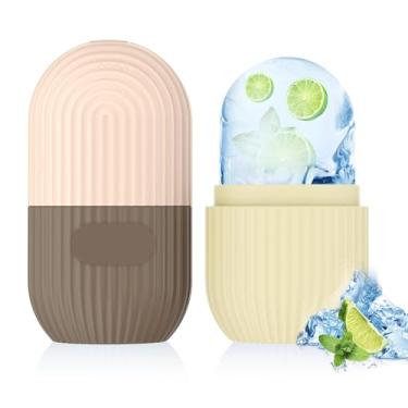 Imagem de 2 peças de rolo de gelo para rosto e olhos, suporte de gelo facial de silicone, molde de gelo facial, para cuidados com a pele, rolo reutilizável de cubo de gelo para poros retráteis, antirrugas,