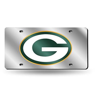 Imagem de Rico Industries NFL Green Bay Packers Placa de licença de metal embutida a laser prata, 15 x 30 cm