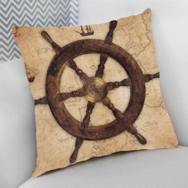 Imagem de Almofada Decorativa Cheia c/ Zíper 25x25 cm Náutico Oceania Praia Mar 