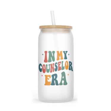 Imagem de NMPCreativeStore Copo de vidro fosco In My Counselor Era 473 ml - Copo engraçado para conselheiro 473 ml - Presente de terapia de aconselhamento - Conselheiros escolares - Presentes de caneca de café