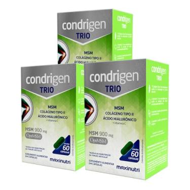 Imagem de Kit 3 Condrigen Trio Colágeno Tipo 2 com Ácido Hialurônico Vitamina C e MSM (Metilsulfo...