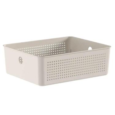 Imagem de Cesto Organizador Flow 27x22x9cm Bege Ou Closet 5,4L Banheiro Lavanderia Caixa Organizadora