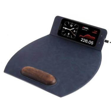 Imagem de Mouse pad magnético sem fio com design ergonômico, mousepad com suporte de pulso, mouse dobrável com descanso de pulso e base antiderrapante para computador, laptop, escritório e casa, 35,5 x 30,7 cm,