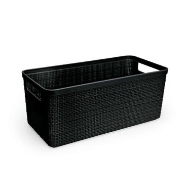 Imagem de Cesto Organizador Juta Alongada Rattan de Plástico Resistente Capacidade 3,7 Litros