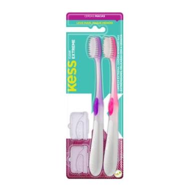 Imagem de Escova Dental Clear Extreme Kess Belliz Rosa e Roxo C/2 - BELLIZ COMPA