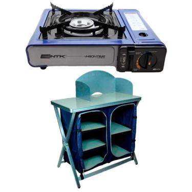 Imagem de Mesa Portátil Armário Cucina + Fogareiro Diversos Modelos 1 ou 2 Queim