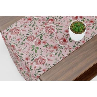 Imagem de Caminho De Mesa Trilho Floral Rosa Aquarela - Core Decore