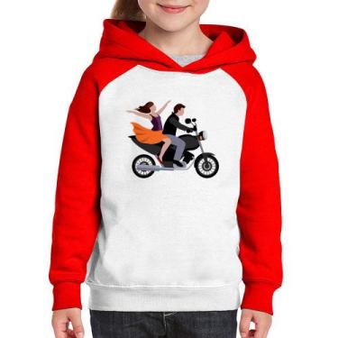 Imagem de Moletom Infantil Moto Casal - Foca na Moda, Branco, Vermelho, 8