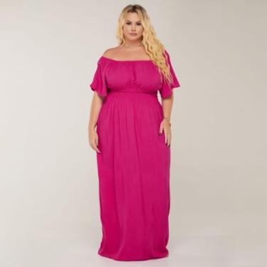 Imagem de Vestido Evangélico Plus Size Longo Manga Curta Ombro A Ombro Modelo Jo