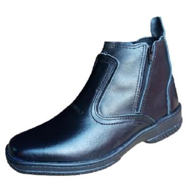 Imagem de Bota Masculina em Couro Botina de Ziper Fecho Solado Borracha Costurad