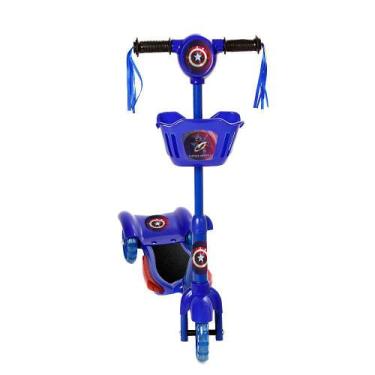 Imagem de Brinquedo Infantil Patinete Scooter 3 Rodas Com Cesta Luz E Som Azul C