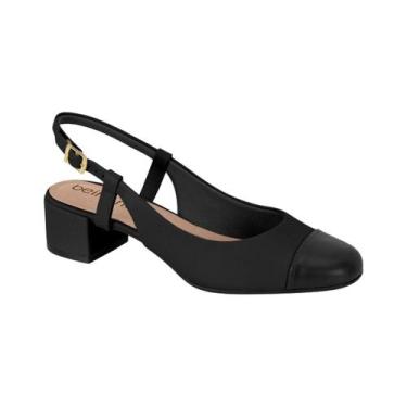 Imagem de Sapato Scarpin Slingback Beira Rio Salto Bloco Baixo Classic, Preto, 3