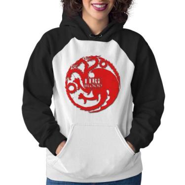 Imagem de Moletom Feminino Fire and Blood Targaryen - Foca na Moda, Branco, Pret