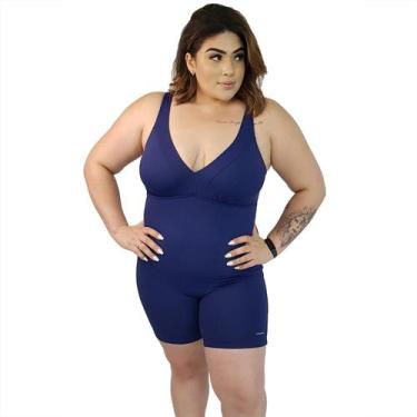 Imagem de Macaquinho Natação Light Plus Size Azul Marinho - Stw Moda, Azul marin
