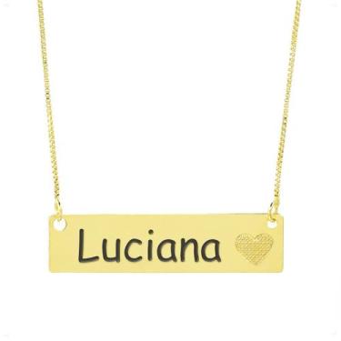 Imagem de Colar Chapinha Coração Gravação Personalizada Nome Luciana Banhado Our