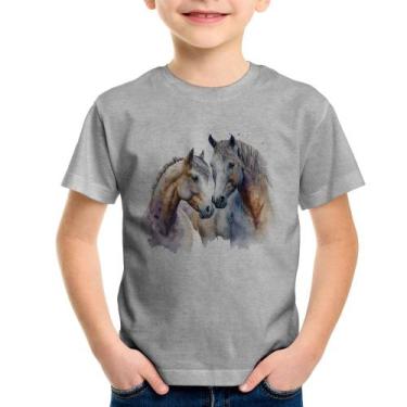 Imagem de Camiseta Infantil Cavalo e Égua - Foca na Moda, Cinza, 10
