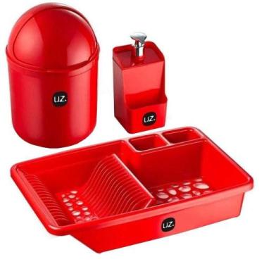 Imagem de Kit Pia Multiuso de Plástico Uz, VERMELHO