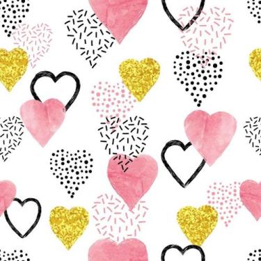 Imagem de Papel de Parede Decorativo Temático Corações Teens Rosas 2,5m - DEKAL 