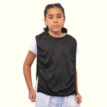 Imagem de Kit C/15 Coletes Infantil de Futebol Treino Jogo Simples 1 Fit, Preto