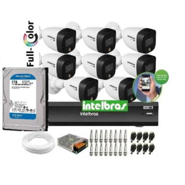 Imagem de Kit Intelbras 8 Cam Vhd 1220b Full Color 1080p Dvr 3008 2tb