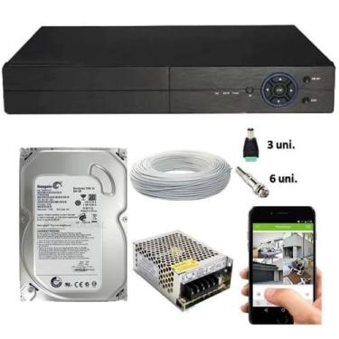 Imagem de Kit Cftv Dvr MultiHD Full HD Cabo E Conectores Hd 500gb - Luatek
