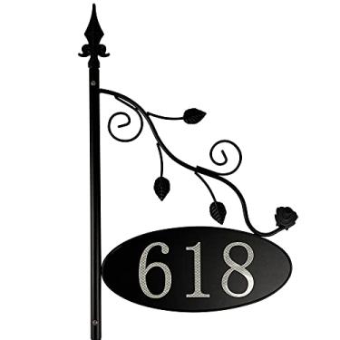 Imagem de Placa de endereço refletiva e luminosa dupla face refletiva personalizada placa de endereço residencial com número de casa (parágrafo D)