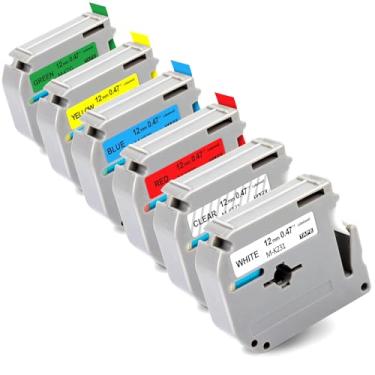 Imagem de Labelwell 6P M-Tape 12 mm 0,47 substituição para Brother P Touch Label Maker Tape M-K231 M-K131 M-K431 M-K531 M-K631 M-K73 para Ptouch PT-M95 PT-70BM PT-65 PT-70 PT-80,