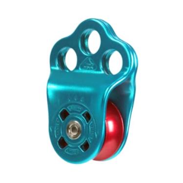 Imagem de menolana Polia de escalada, polia de engate, três furos para corda de 14 mm, polia compacta de rolamento de esferas, polia de transporte para equipamentos