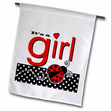 Imagem de 3dRose fl_57101_1 its a Girl-Cute Red Ladybug Black and White Polka Dots Garden Flag, 30 x 45 cm