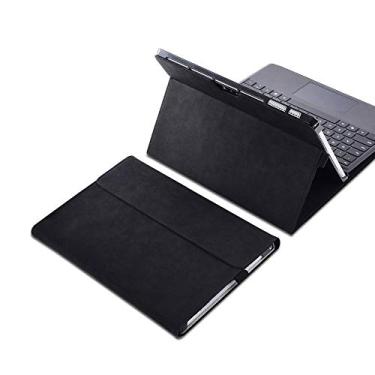 Imagem de xisiciao Capa protetora para Surface Pro 7/7+ / 6/5 / 4 com suporte para caneta, capa fina de poliéster de vários ângulos, compatível com teclado tipo capa (12,3 polegadas, preto)