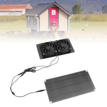 Imagem de Kit de Exaustor de Metal Duplo Movido a Energia Solar 10W 18V Ventilador de Ventilação Solar à Prova de Intempéries para Galinheiros Estufas